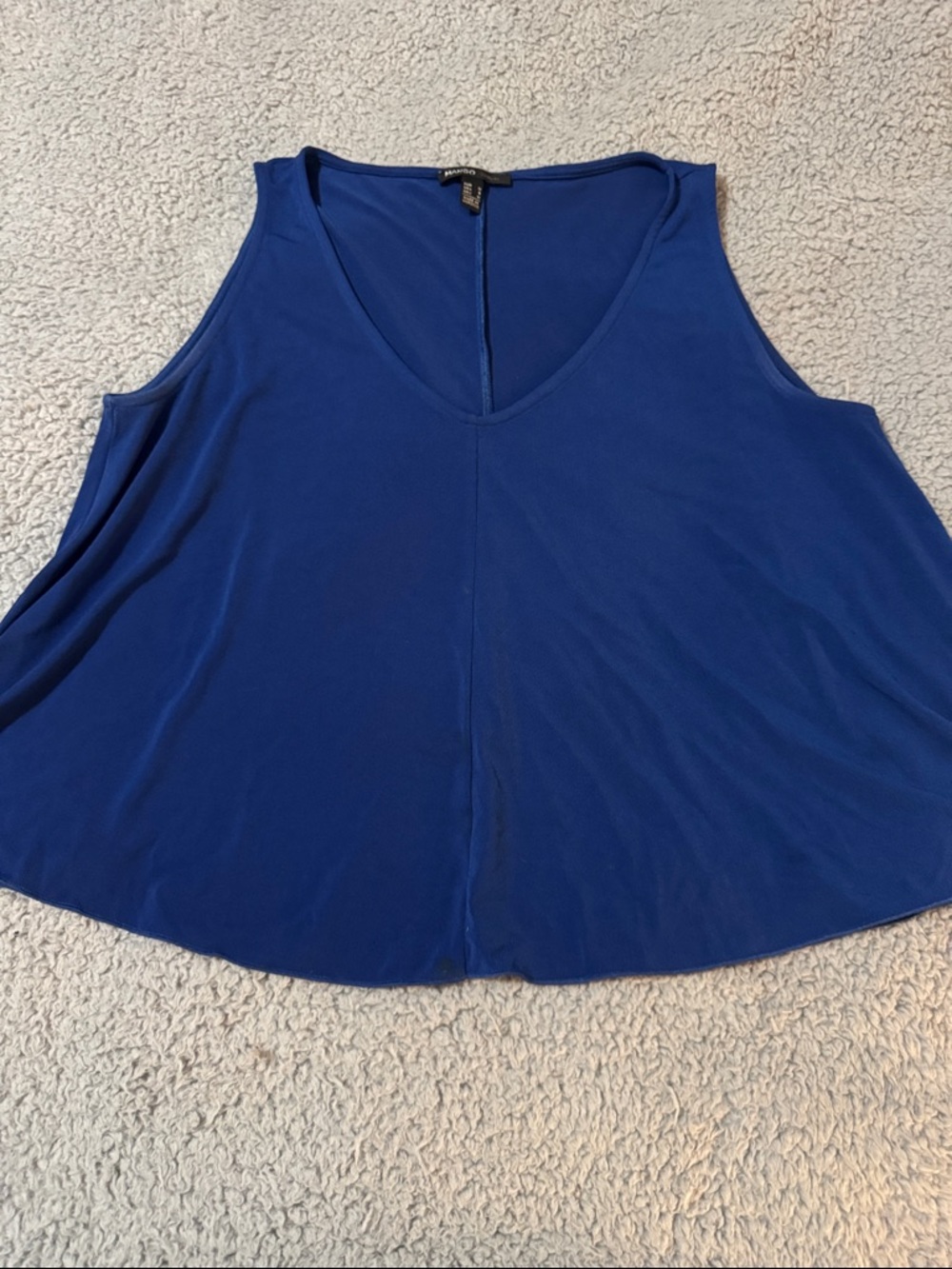 Mango Sleeveless V-Neck Tank Top in Blue